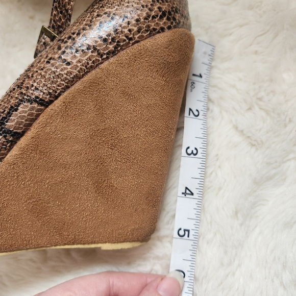 Roberto Vianni Snake-print Python Peep-toe Wedge Platform Heels Sandals Size 38 - Picture 13 of 14